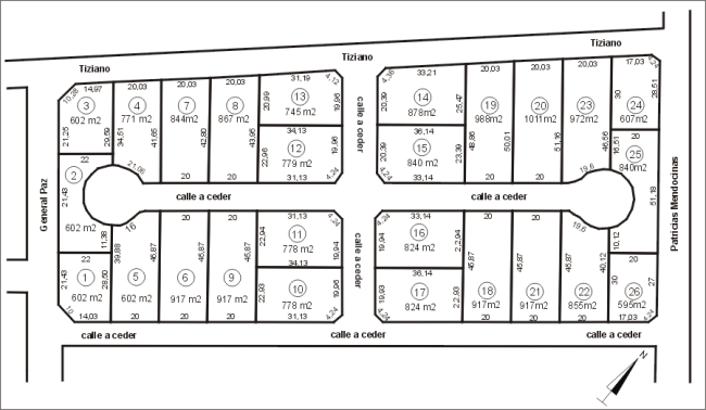 Plano de subdivision de lotes en zona norte escobar